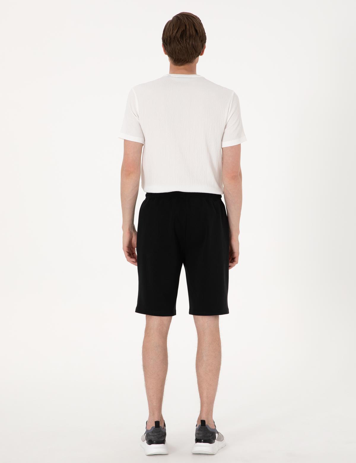 Siyah Comfort Fit Modal Kumaş Örme Şort - 50302604049