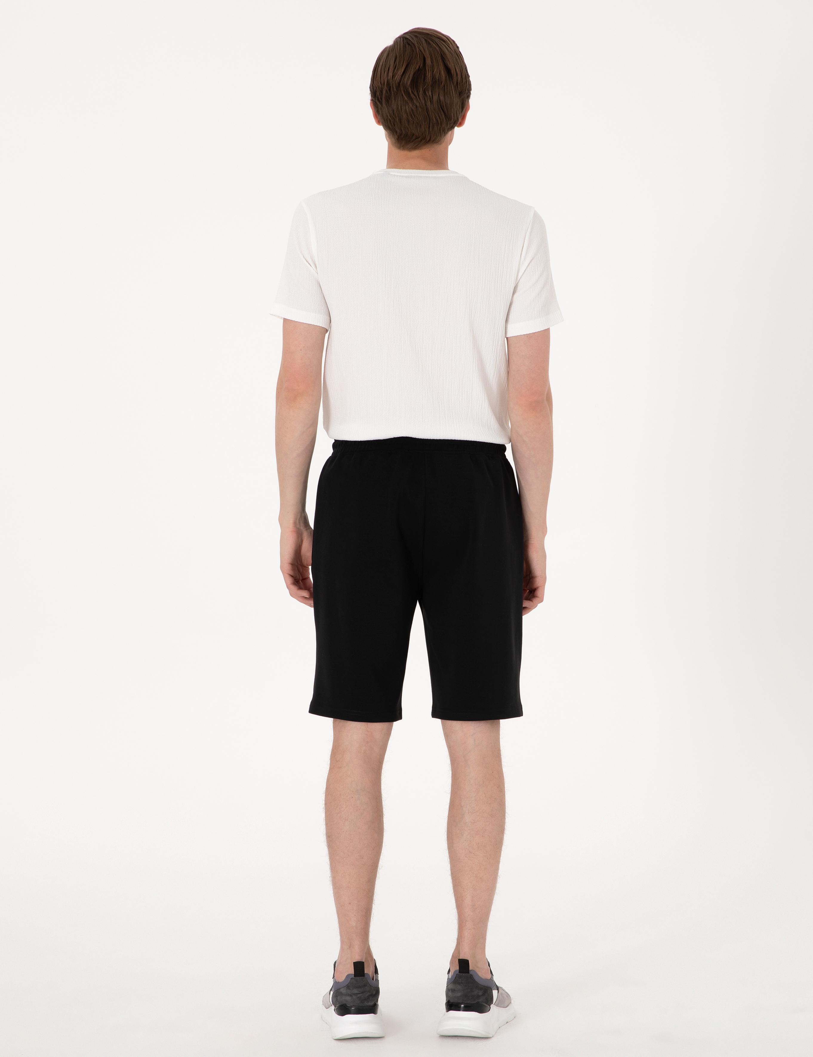 Siyah Comfort Fit Modal Kumaş Örme Şort