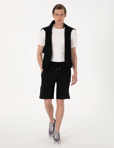 Siyah Comfort Fit Modal Kumaş Örme Şort