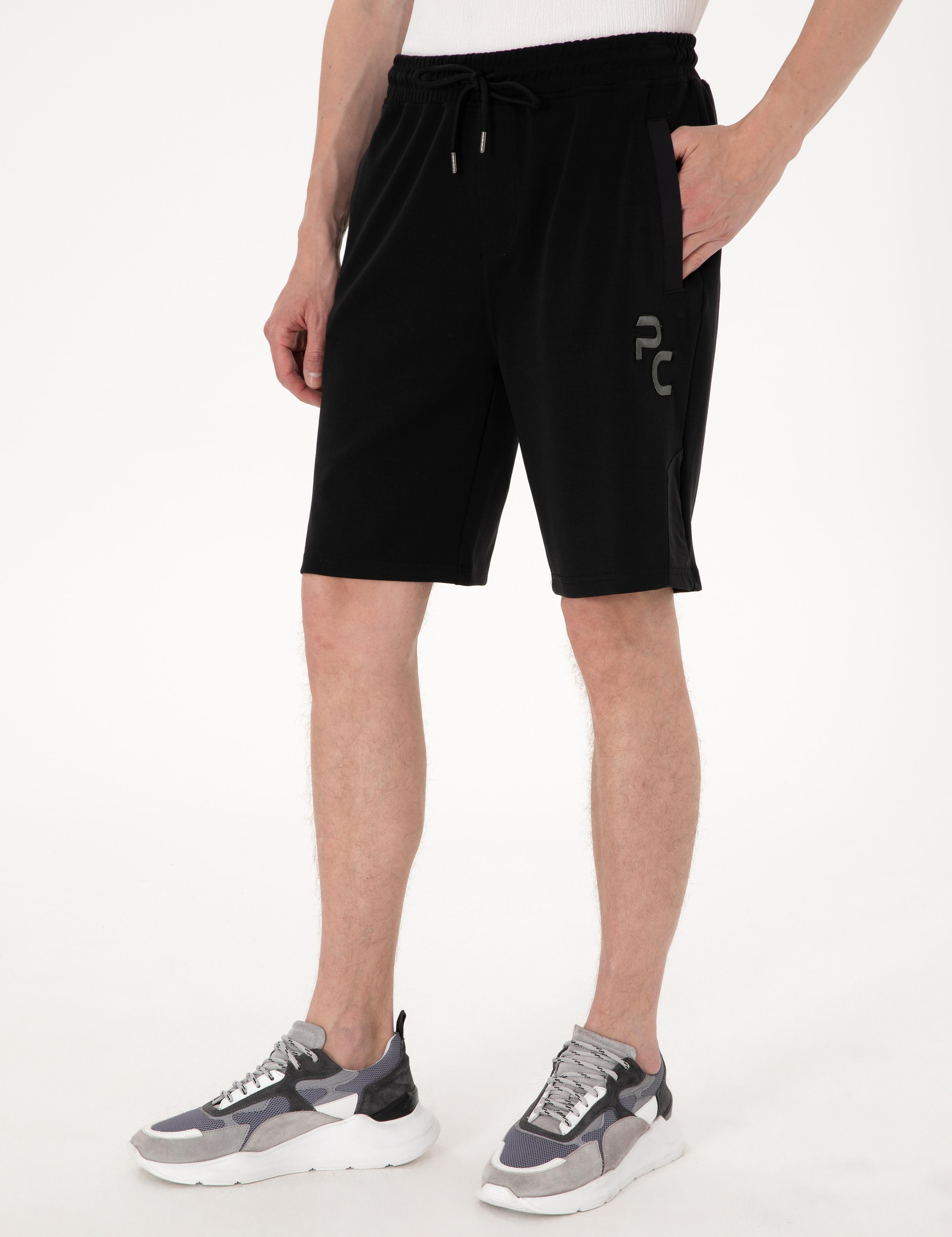 Siyah Comfort Fit Modal Kumaş Örme Şort