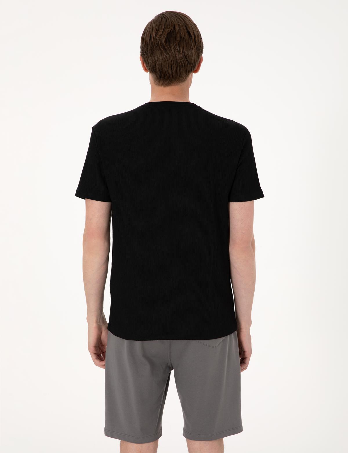 Siyah Slim Fit Tişört - 50306802028