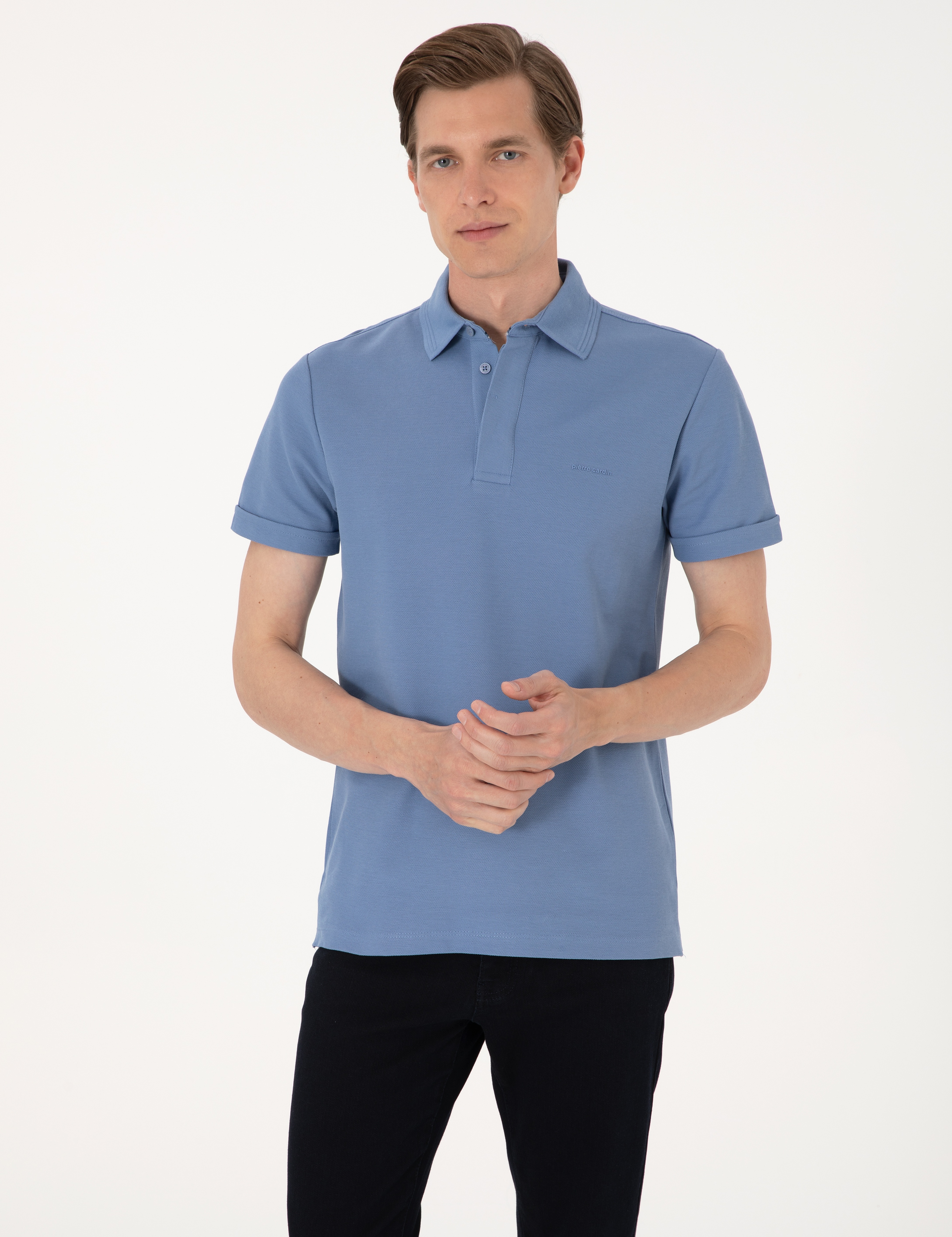 Mavi Slim Fit %100 Pamuk Kıvrılmaz Amerikan Pike Polo Yaka Basic Tişört - Image 1