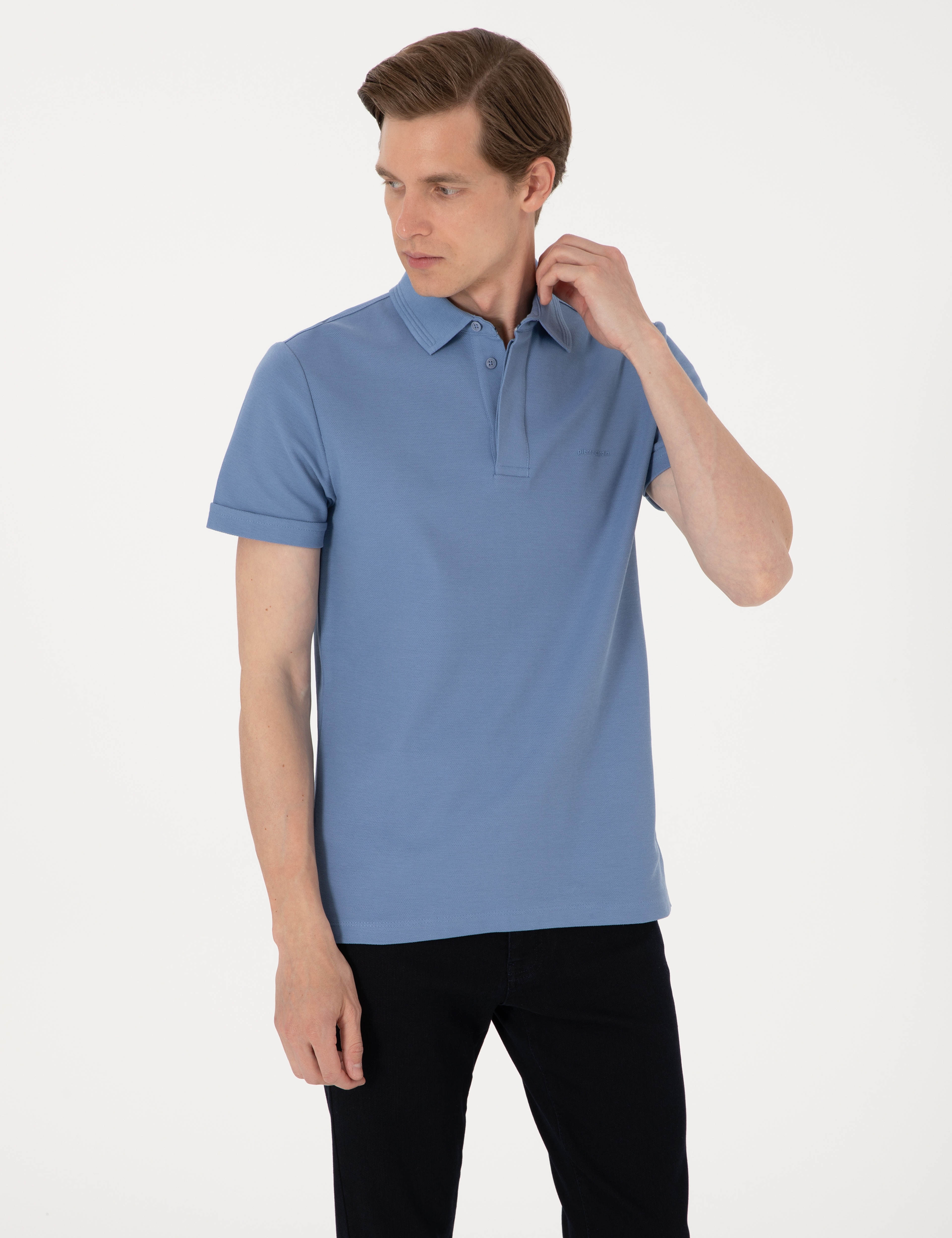 Mavi Slim Fit %100 Pamuk Kıvrılmaz Amerikan Pike Polo Yaka Basic Tişört - Image 3