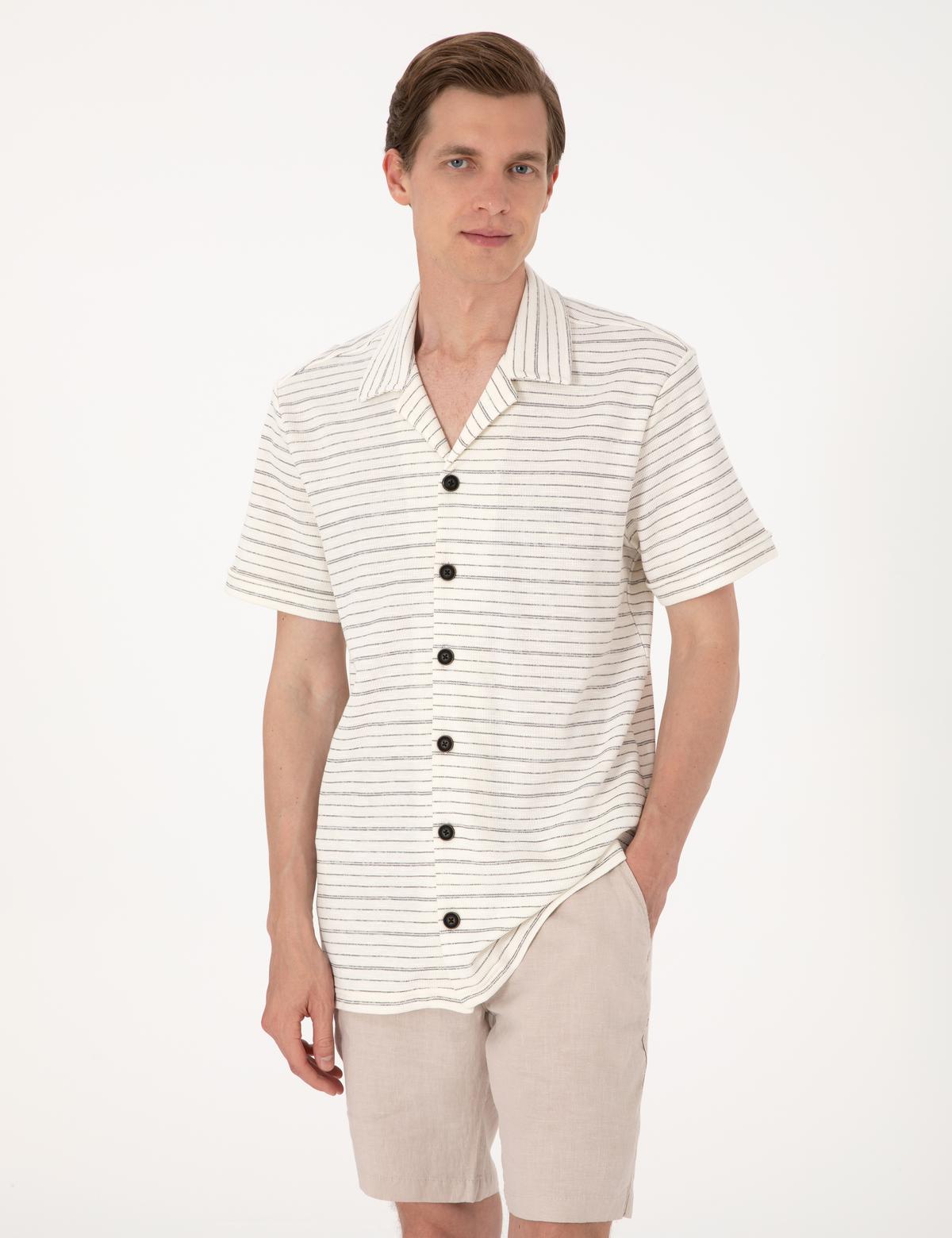 Bej Regular Fit Örme Gömlek