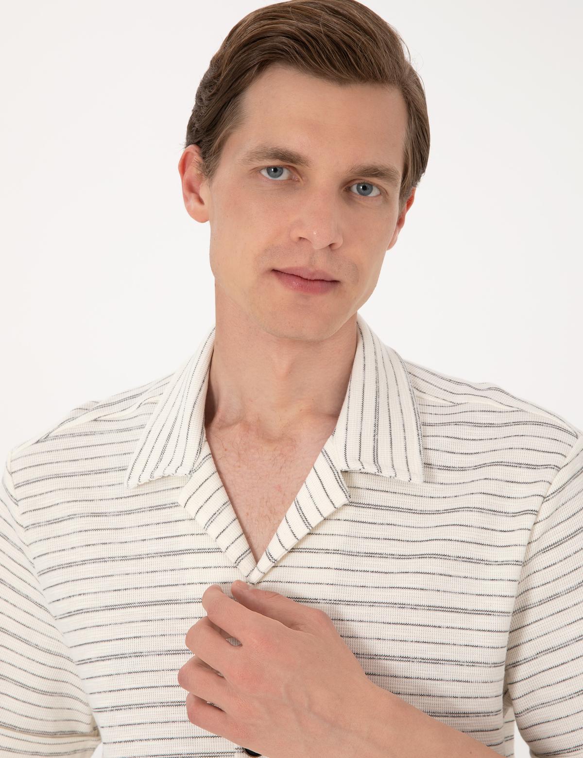 Bej Regular Fit Örme Gömlek - 50303892216