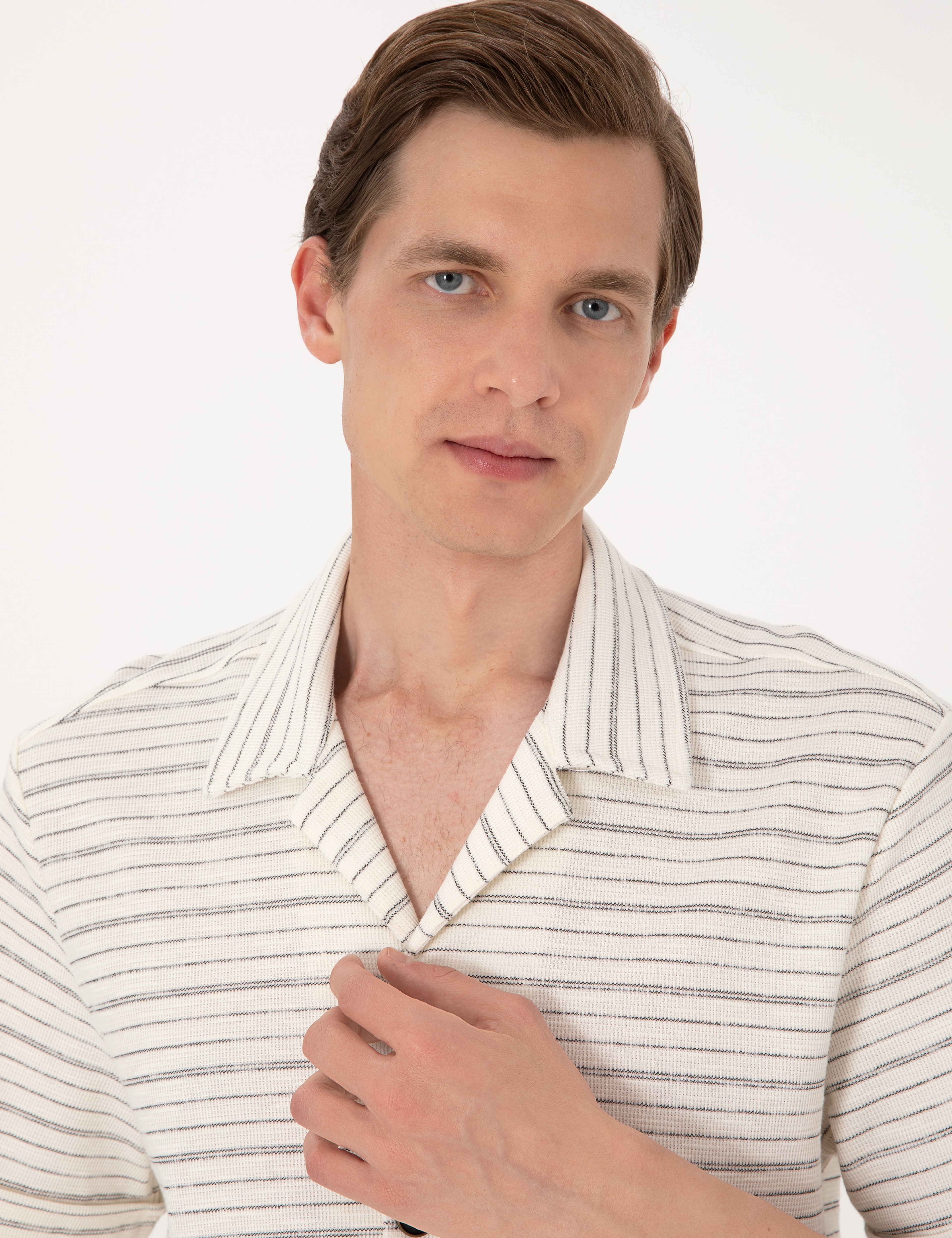 Bej Regular Fit Örme Gömlek - Image 2