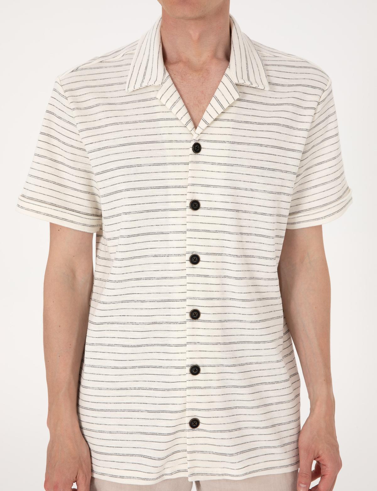 Bej Regular Fit Örme Gömlek - 50303892216