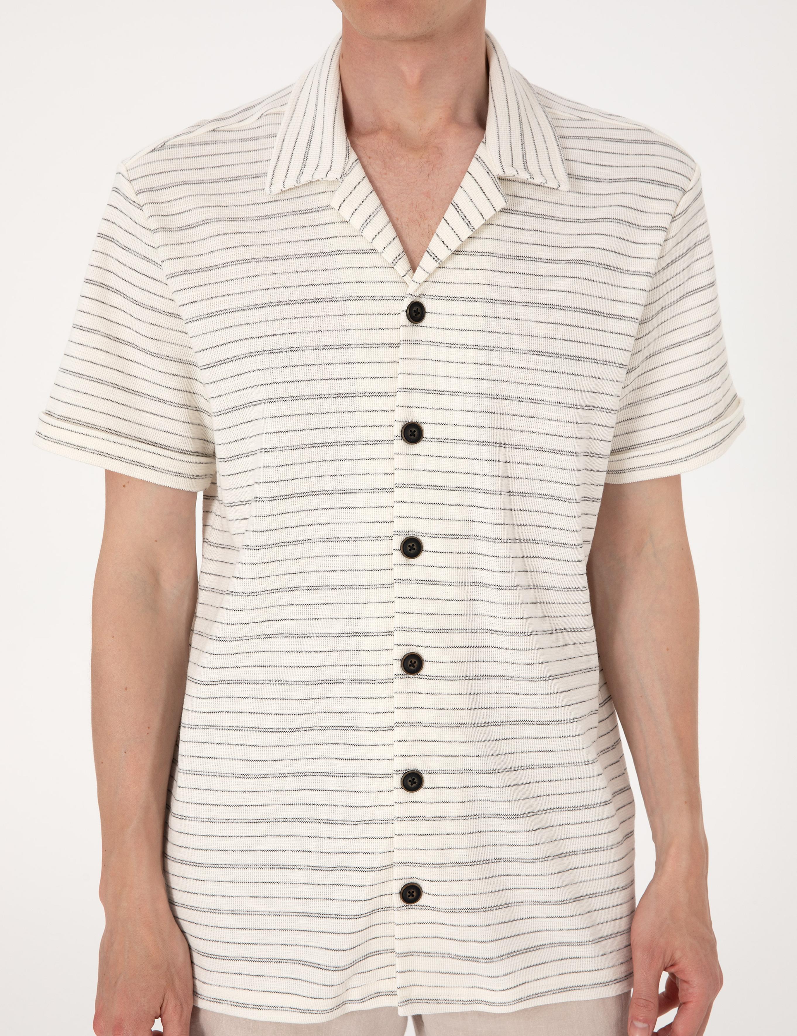 Bej Regular Fit Örme Gömlek