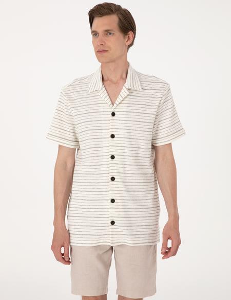 Bej Regular Fit Örme Gömlek - 50303892216