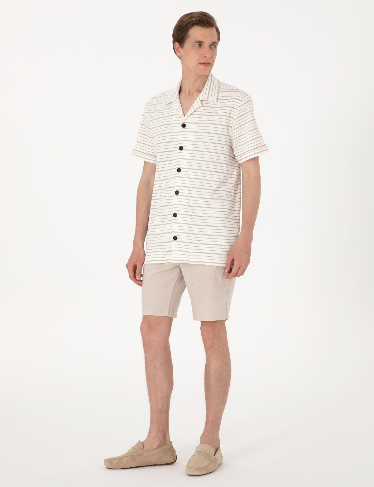 Bej Regular Fit Örme Gömlek - 50303892216