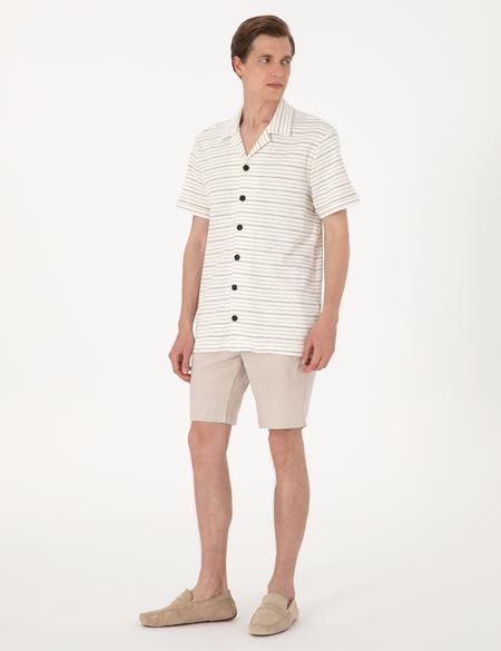 Bej Regular Fit Örme Gömlek - 50303892216