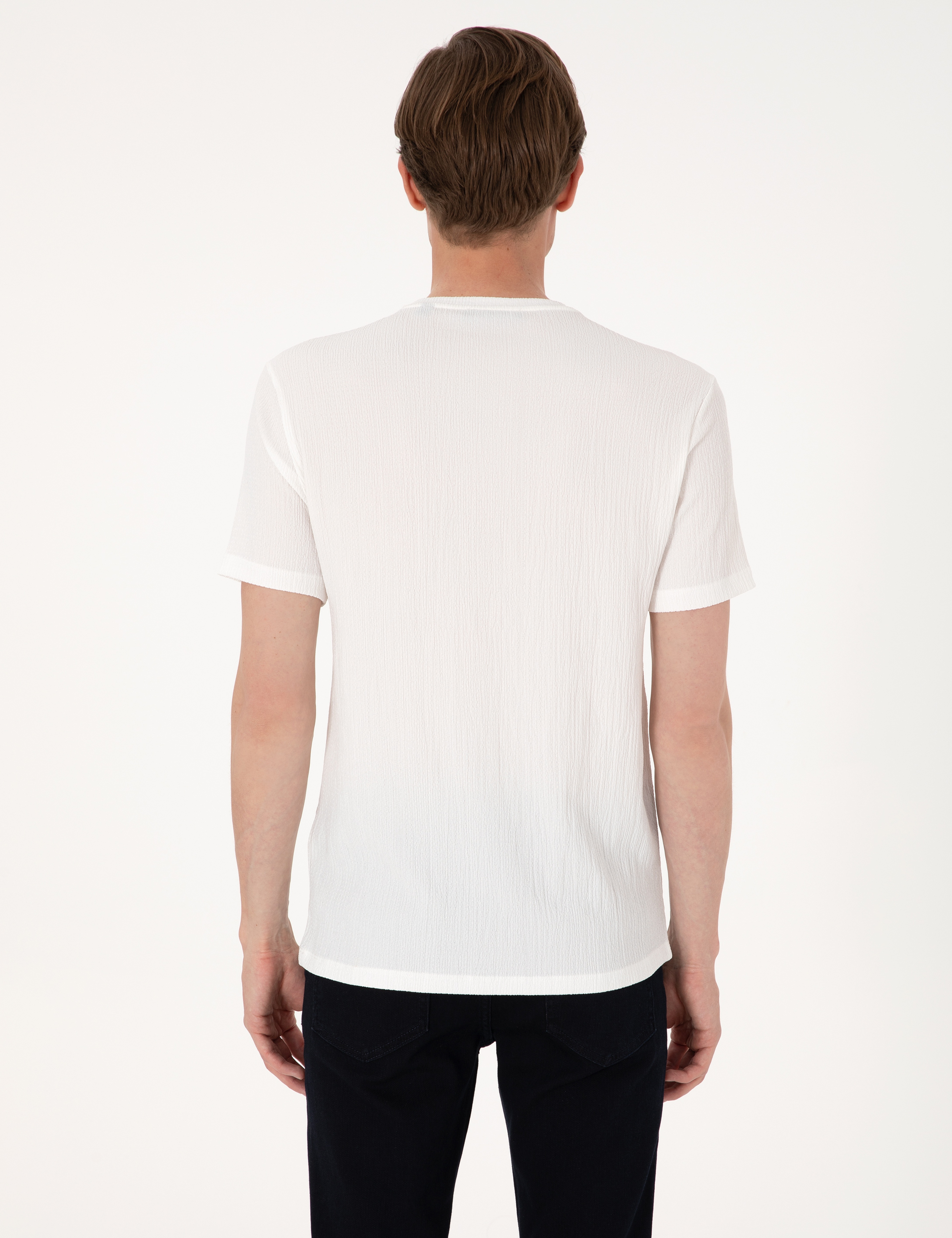 Ekru Slim Fit Tişört - Image 5