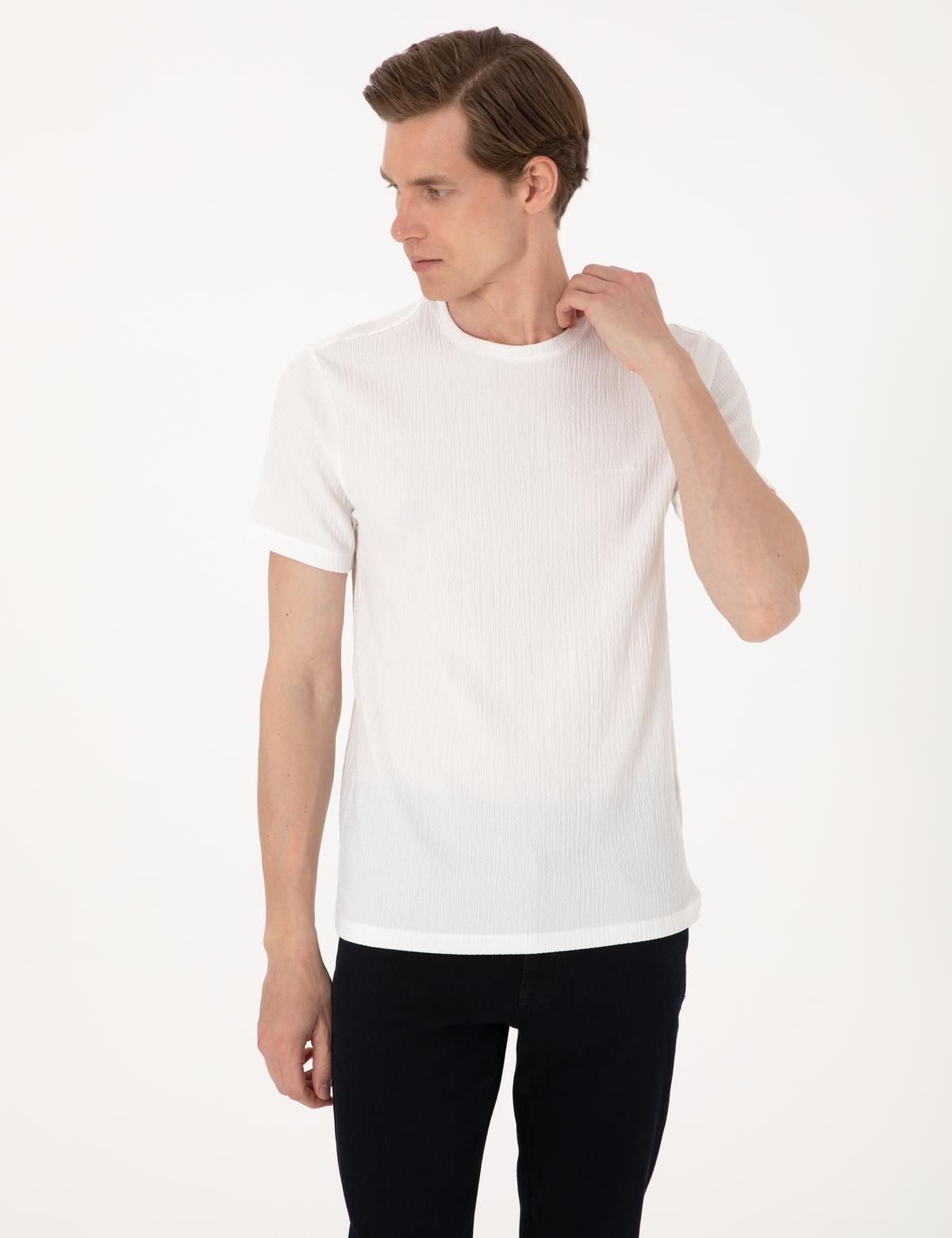 Ekru Slim Fit Tişört