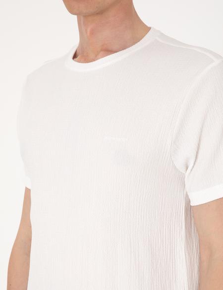 Ekru Slim Fit Tişört - 50306802026