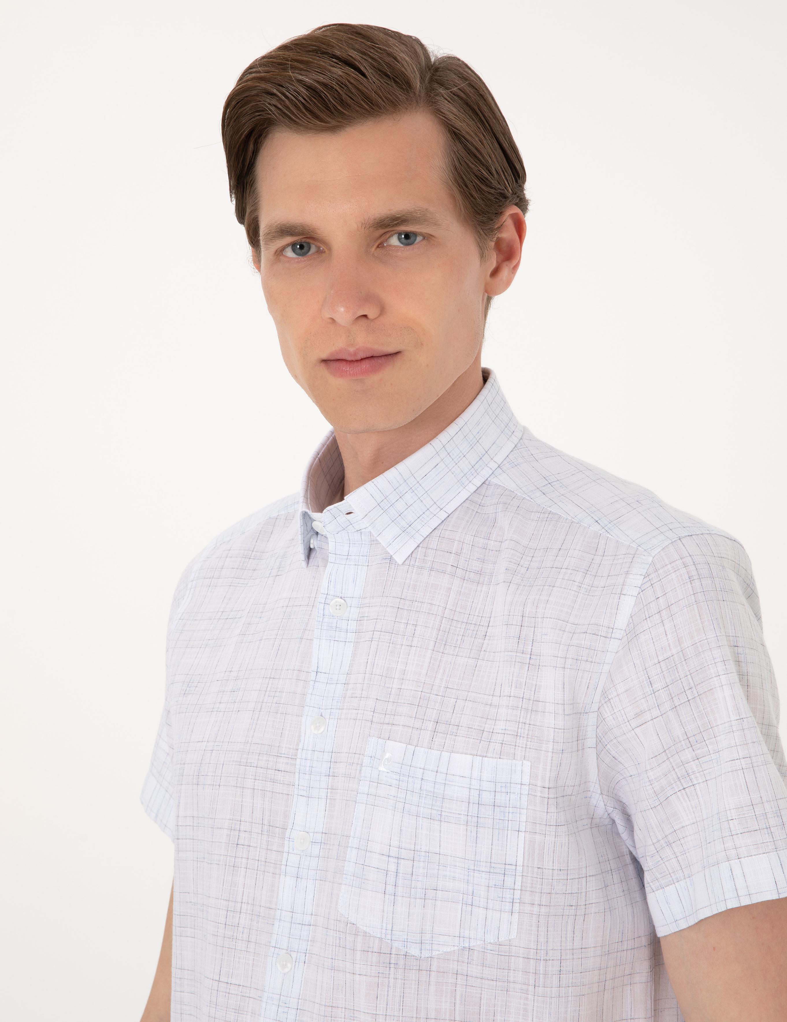 Mavi Regular Fit Kısa Kollu Ekose Gömlek