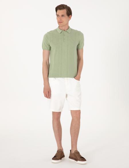 Ekru Slim Fit Jean Şort - 50302745014