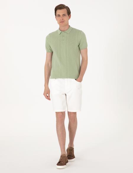 Ekru Slim Fit Jean Şort - 50302745014