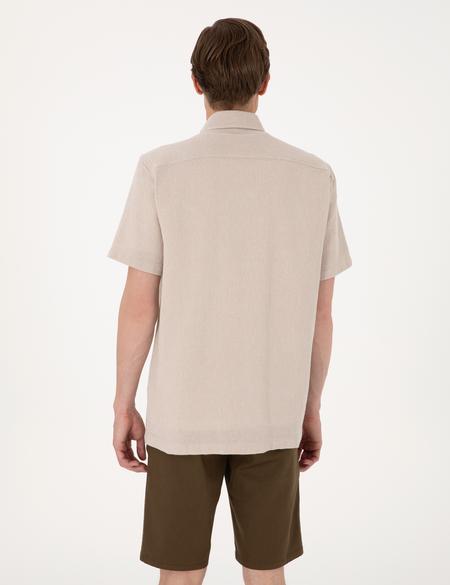 Bej Comfort Fit Kısa Kollu Gömlek - 50307070006