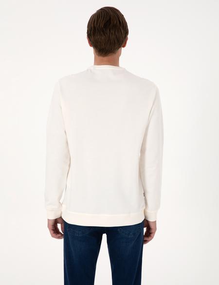 Ekru 2 İplik Regular Fit Bisiklet Yaka Basic Sweatshirt - 50314054075