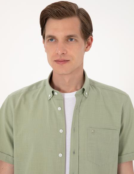Yeşil Regular Fit Kısa Kollu Gömlek - 50302730008