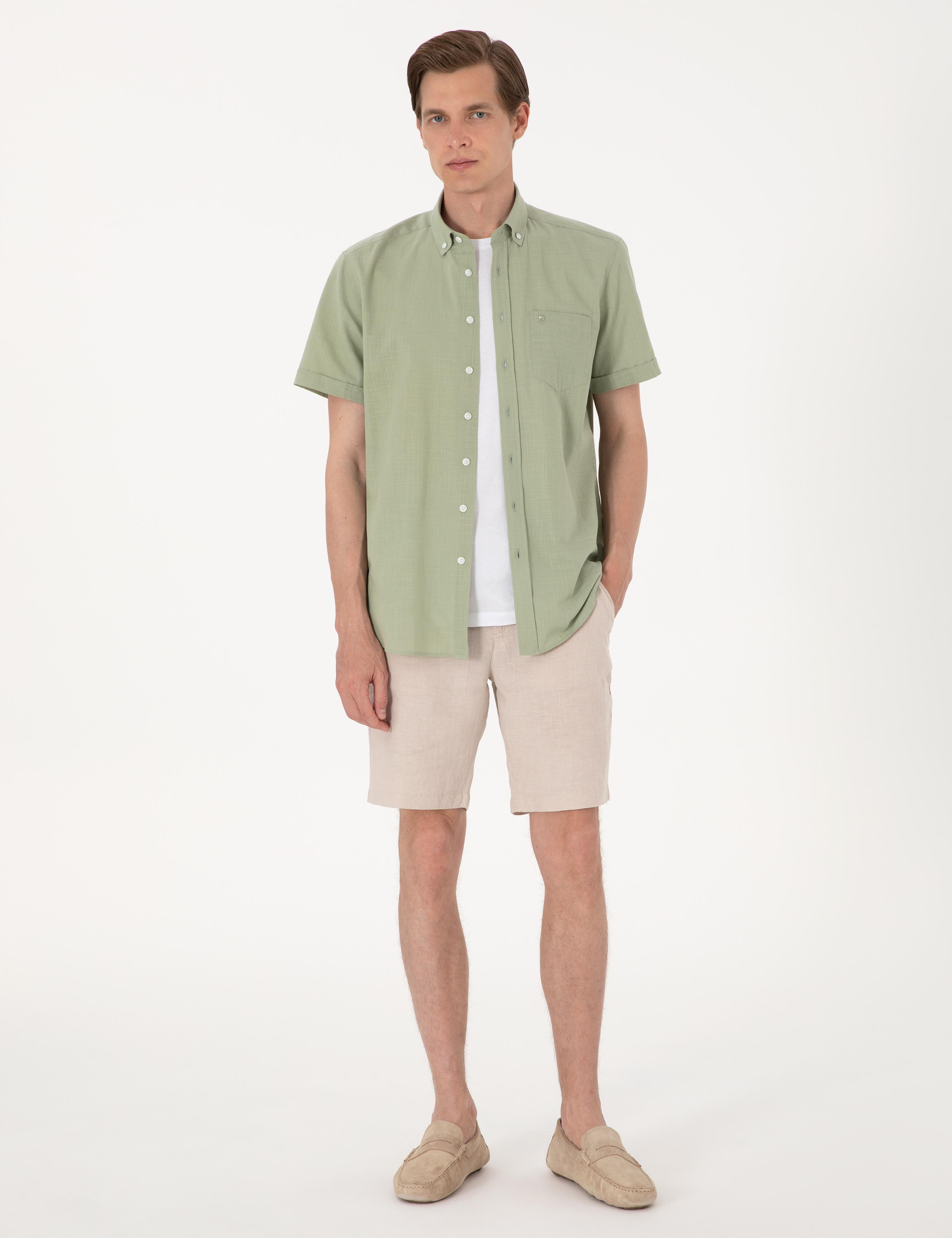 Yeşil Regular Fit Kısa Kollu Gömlek