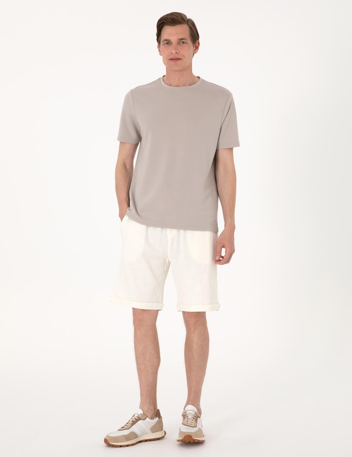 Bej Comfort Fit Örme Şort