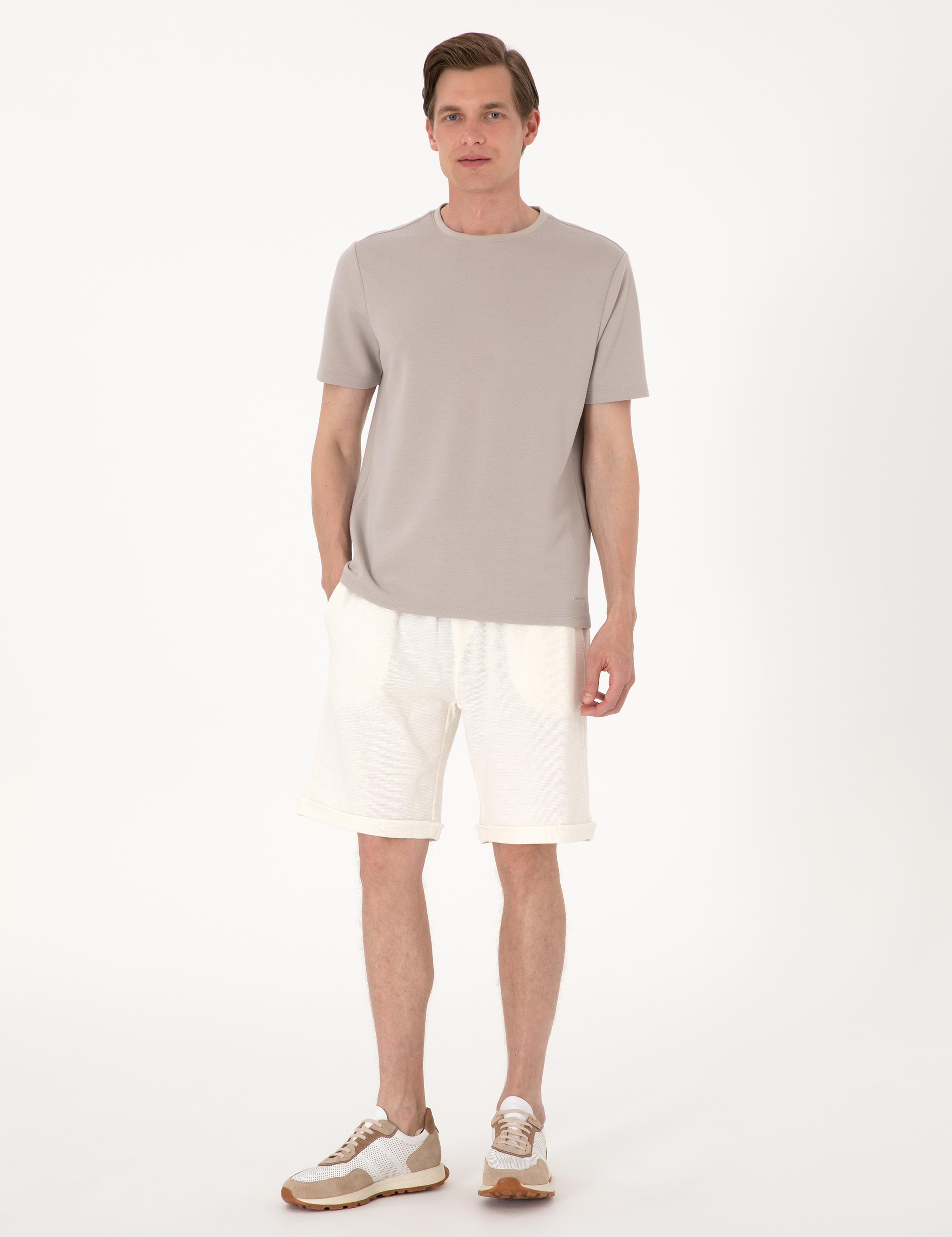 Bej Comfort Fit Örme Şort