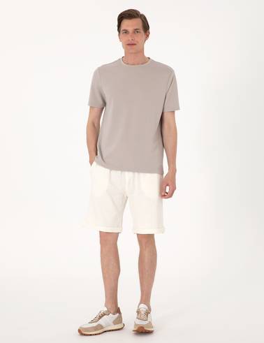 Bej Comfort Fit Örme Şort