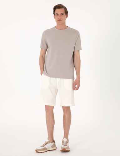 Bej Comfort Fit Örme Şort