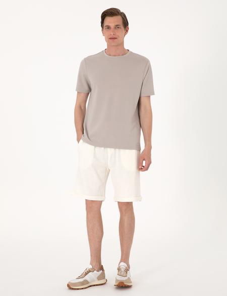 Bej Comfort Fit Örme Şort - 50303891197