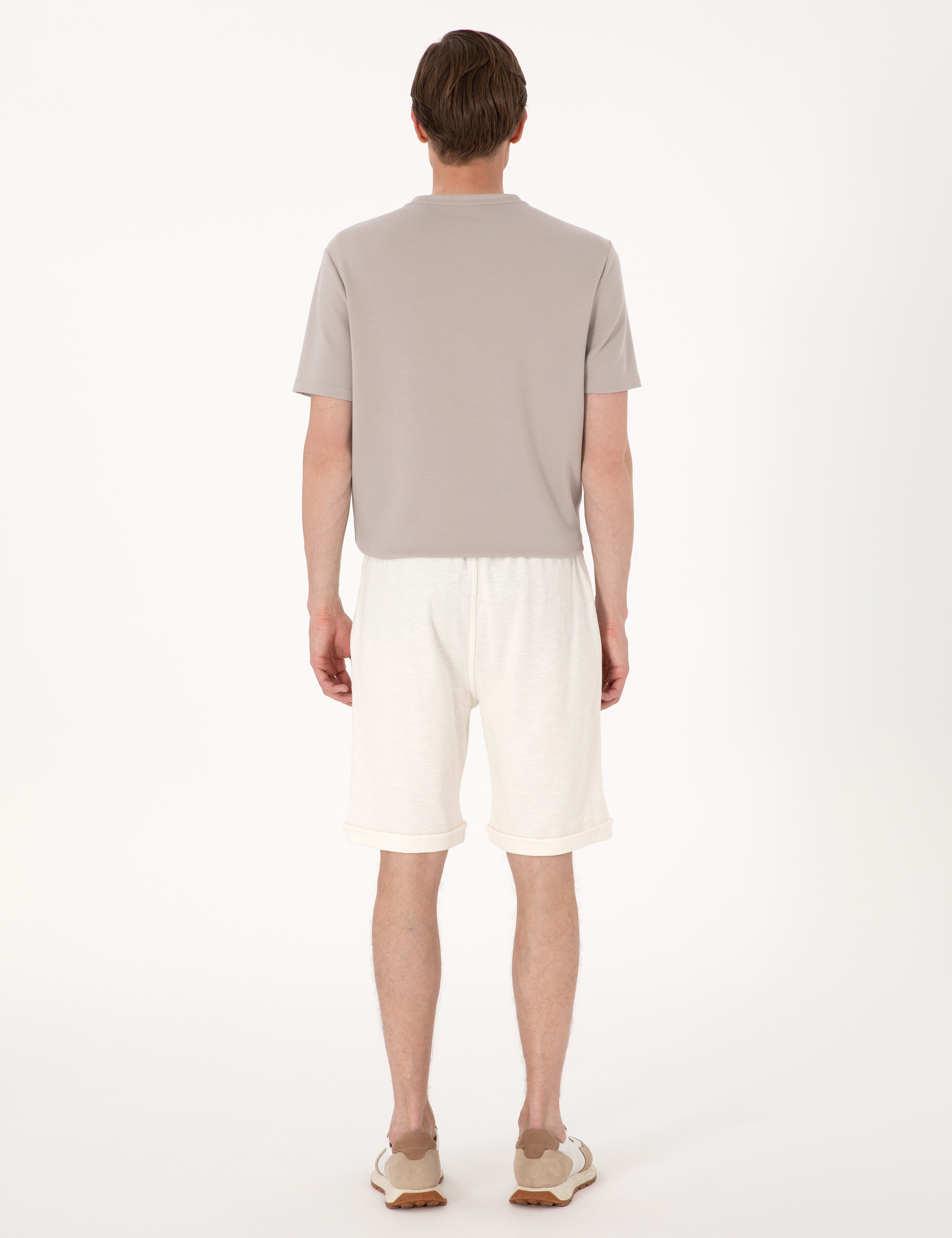 Bej Comfort Fit Örme Şort - Image 4