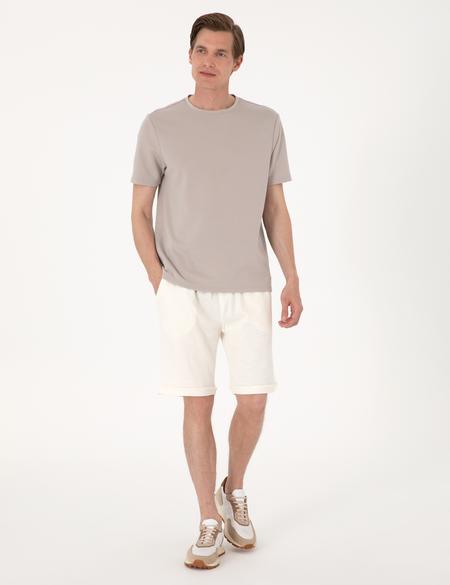 Bej Comfort Fit Örme Şort - 50303891197