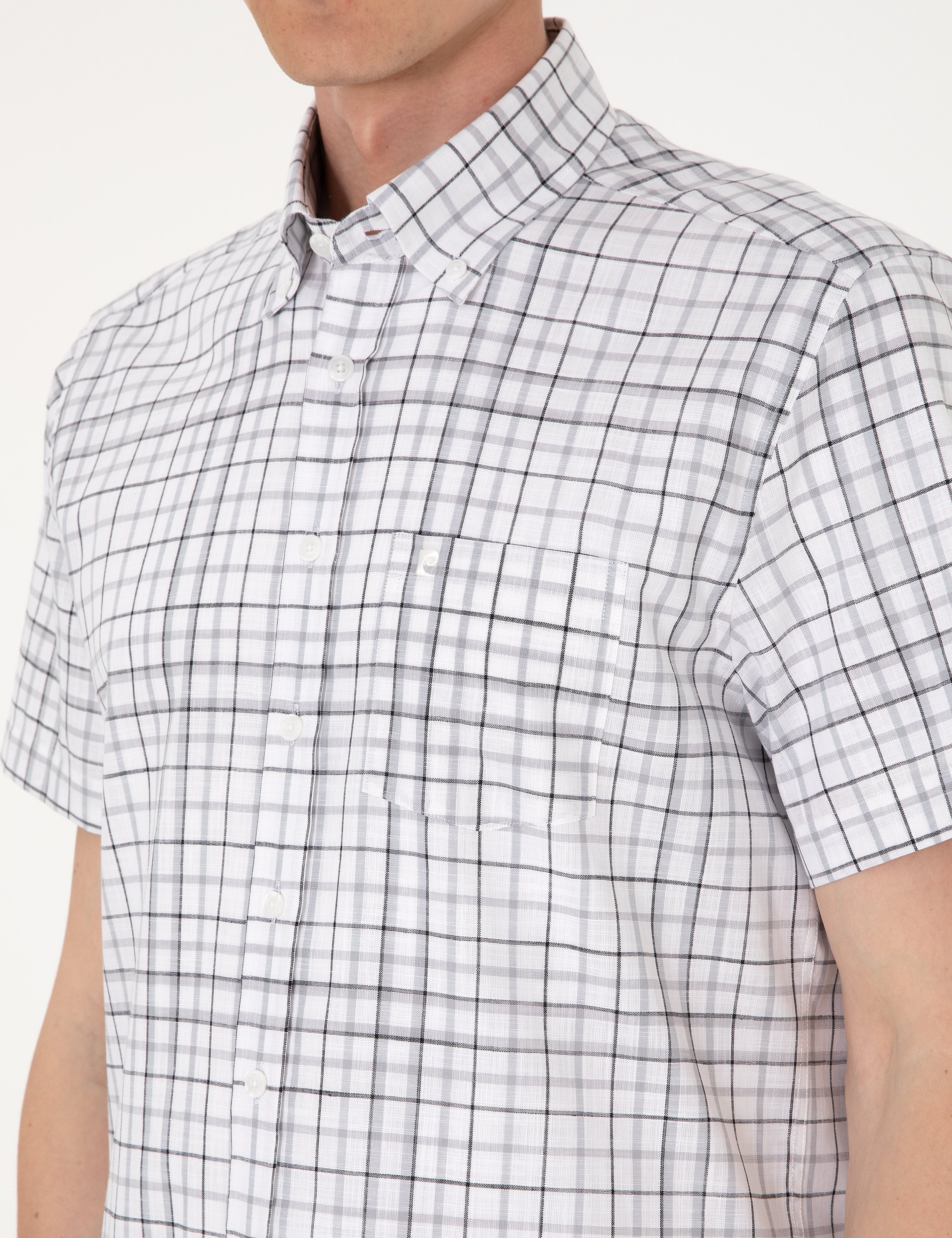 Gri Regular Fit Kısa Kollu Gömlek - Image 7