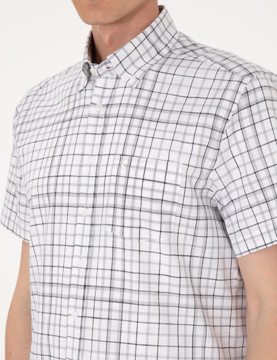 Gri Regular Fit Kısa Kollu Gömlek