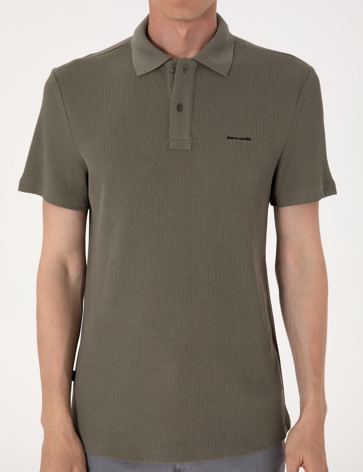 Haki Slim Fit Örme Dokulu Polo Yaka Tişört - 50309946019