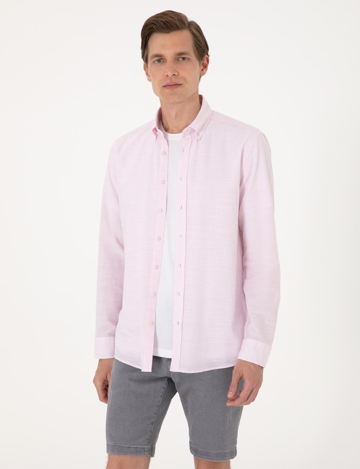 Nar Çiçeği Slim Fit Uzun Kollu Gömlek - 50307101025