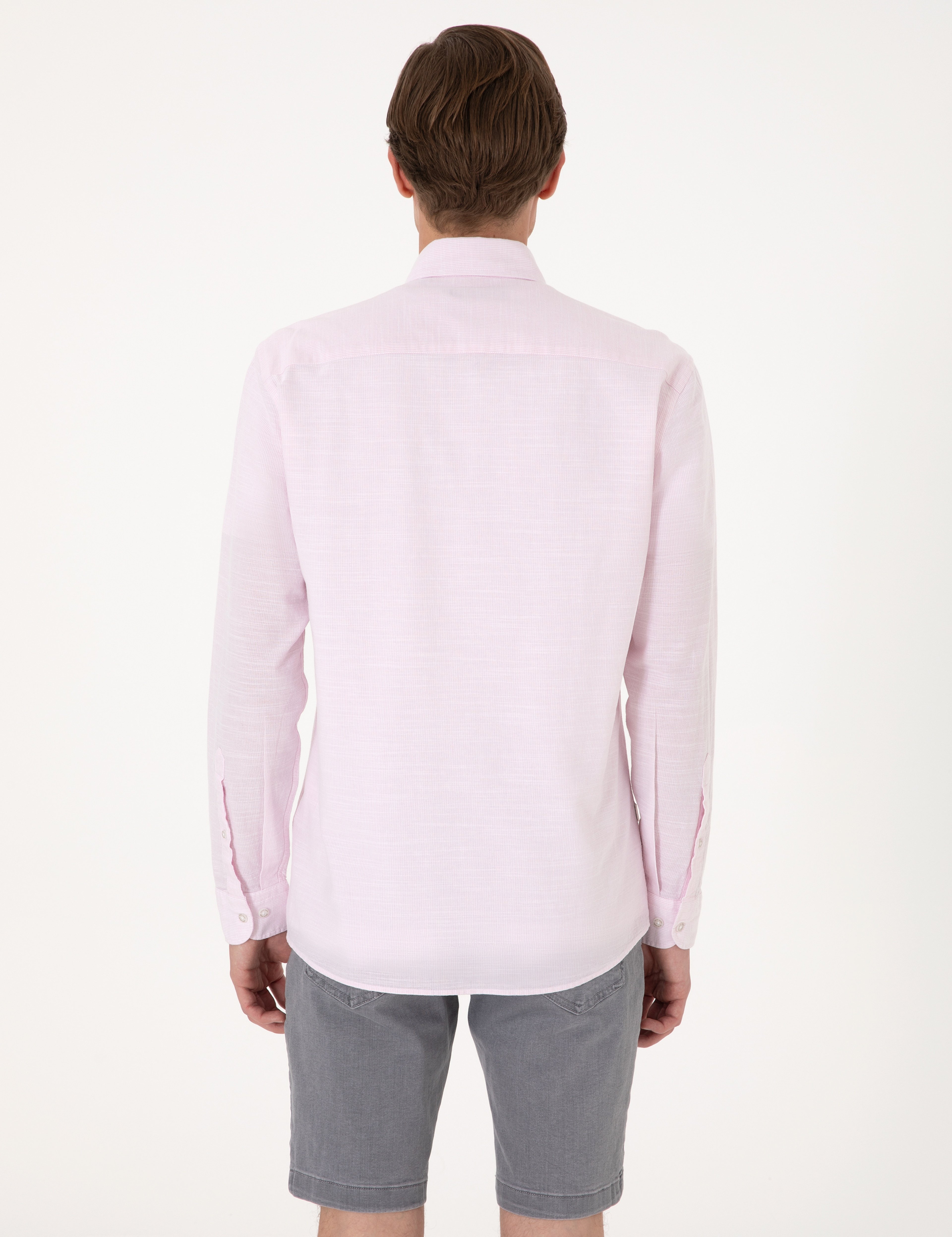 Nar Çiçeği Slim Fit Uzun Kollu Gömlek - Image 5
