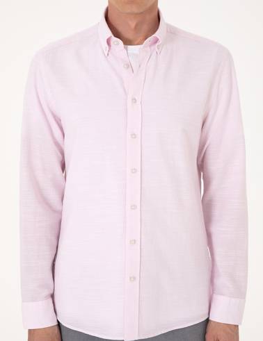 Nar Çiçeği Slim Fit Uzun Kollu Gömlek