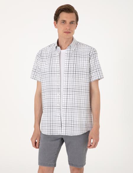 Gri Regular Fit Kısa Kollu Gömlek - 50303387023