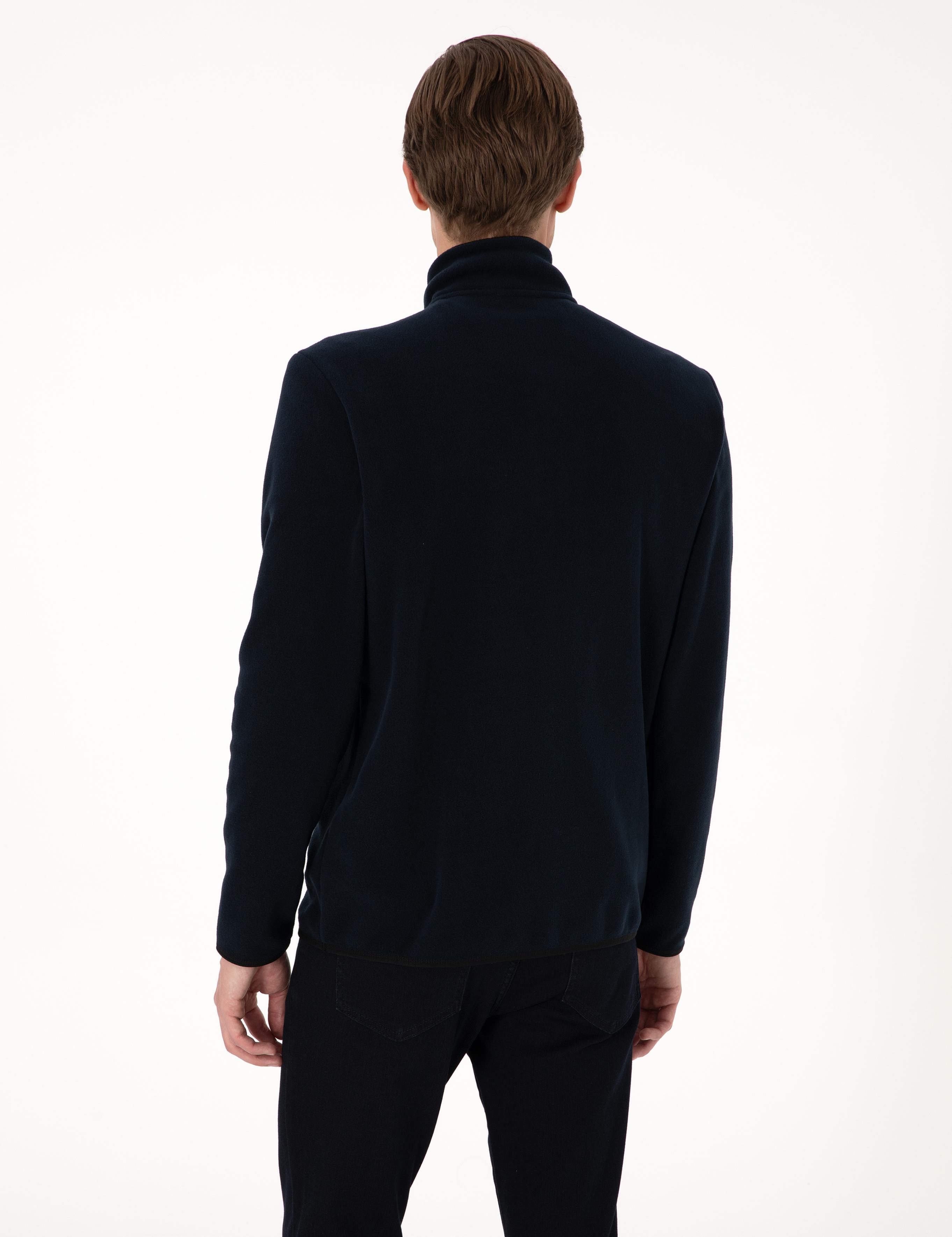 Lacivert Regular Fit Yarım Fermuarlı Polar Sweatshirt