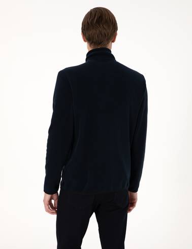 Lacivert Regular Fit Yarım Fermuarlı Polar Sweatshirt