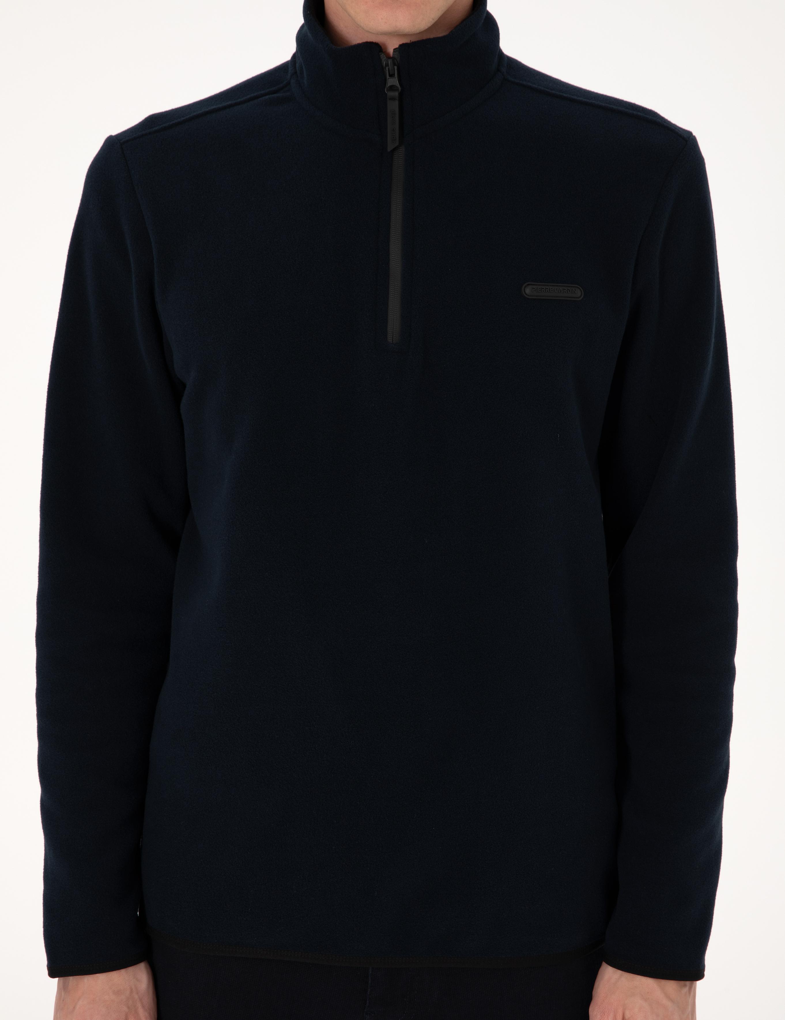 Lacivert Regular Fit Yarım Fermuarlı Polar Sweatshirt