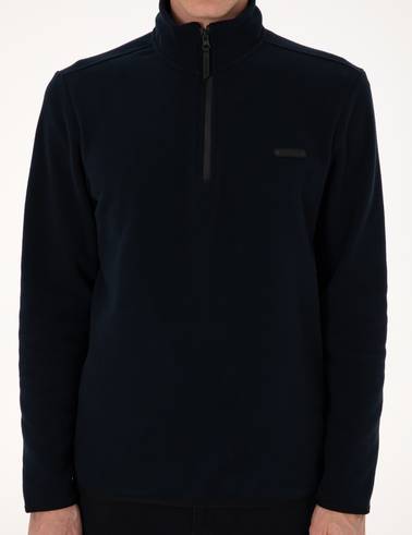 Lacivert Regular Fit Yarım Fermuarlı Polar Sweatshirt