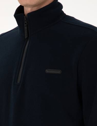 Lacivert Regular Fit Yarım Fermuarlı Polar Sweatshirt