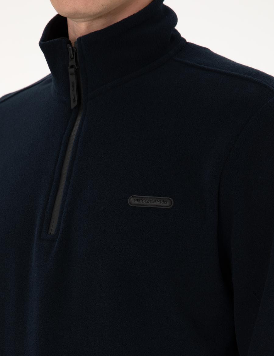 Lacivert Regular Fit Yarım Fermuarlı Polar Sweatshirt