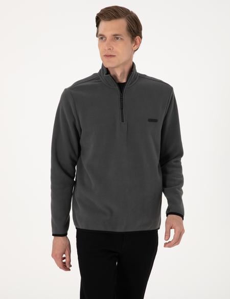 Antrasit Regular Fit Yarım Fermuarlı Polar Sweatshirt - 50314056020