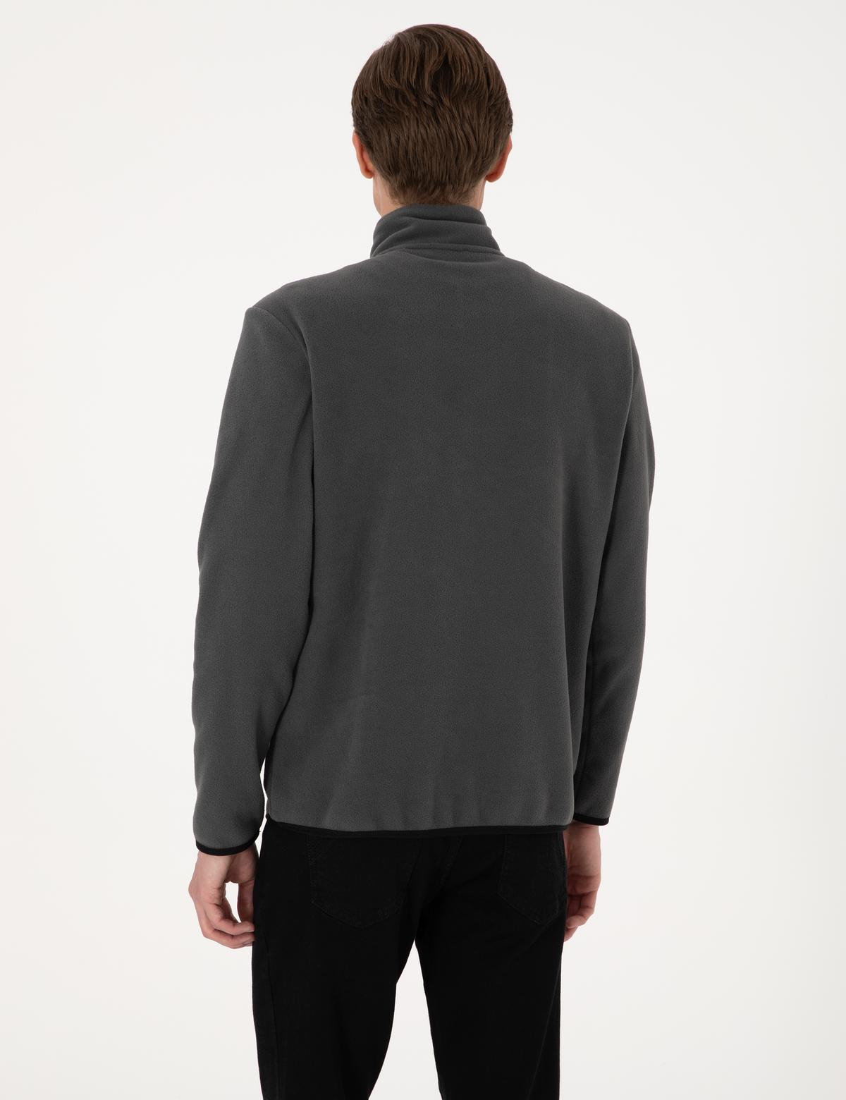 Antrasit Regular Fit Yarım Fermuarlı Polar Sweatshirt - 50314056020