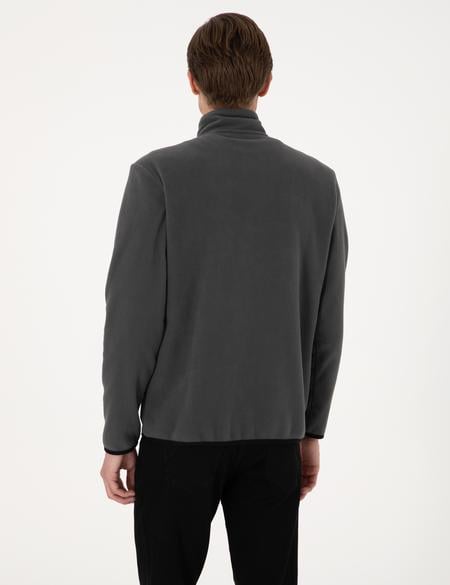 Antrasit Regular Fit Yarım Fermuarlı Polar Sweatshirt - 50314056020