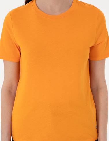 Turuncu Regular Fit Bisiklet Yaka Basic Tişört