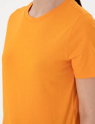 Turuncu Regular Fit Bisiklet Yaka Basic Tişört